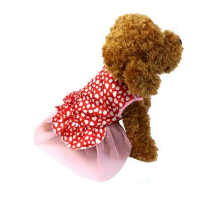 Wholesale Pretty Red Peach Heart Pet Summer Autumn Clothes Dog Dress With Cheap Price